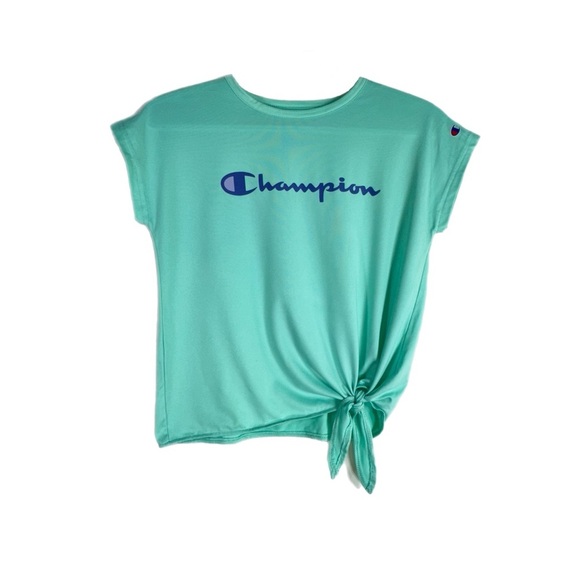 Champion Girls Mint Athletic Wear Knot Front Top - Picture 1 of 5